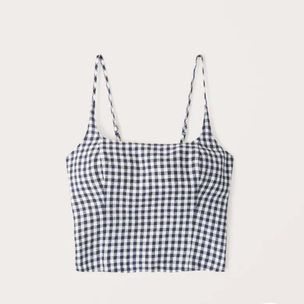 Abercrombie Size Medium Squareneck Linen-Blend Top